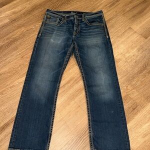 BKE Men's Dark Wash Straight Jeans